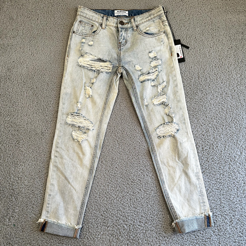 One x One Teaspoon Jeans Women's Blue Awesome Baggies Distressed